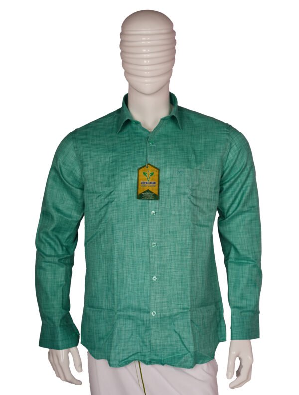 Vishwajanani Mens Green Full Sleeve Shirt