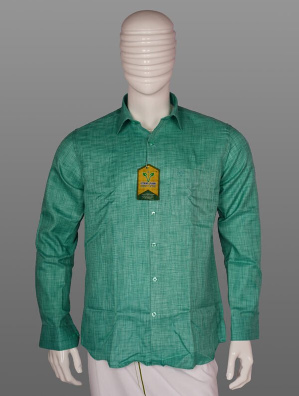 Vishwajanani Mens Green Full Sleeve Shirt