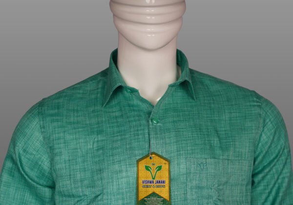 Vishwajanani Mens Green Full Sleeve Shirt