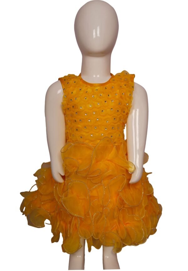 Vishwajanani Radiant Golden Bell Kids Frock