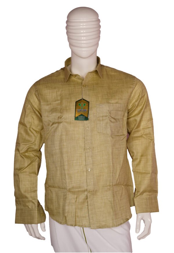 Vishwajanani Mens Yellow Full Sleeve Shirt