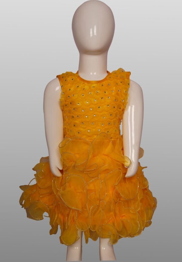 Vishwajanani Radiant Golden Bell Kids Frock
