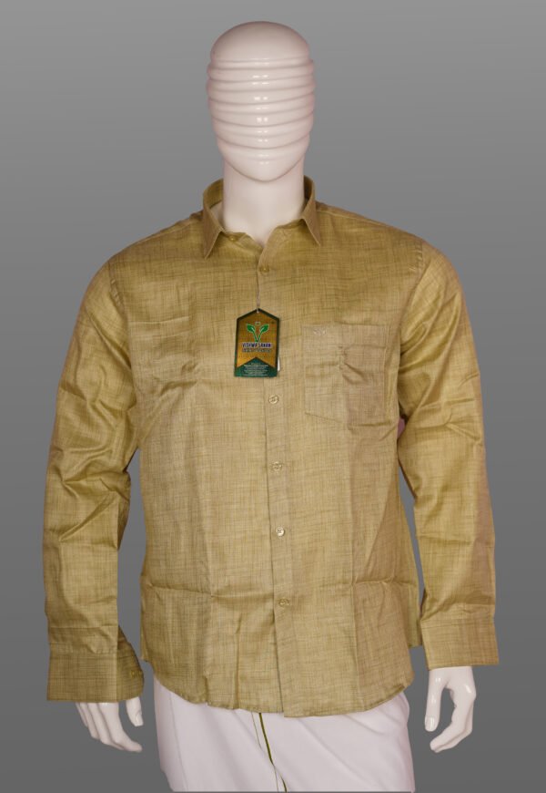 Vishwajanani Mens Yellow Full Sleeve Shirt