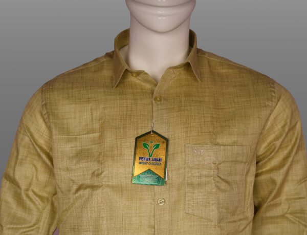 Vishwajanani Mens Yellow Full Sleeve Shirt