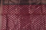 VISHWA JANANI Burgundy Saree with Diamond Patterns and Paisley Motifs, 100% Cotton