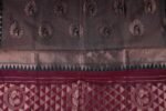 VISHWA JANANI Burgundy Saree with Diamond Patterns and Paisley Motifs, 100% Cotton