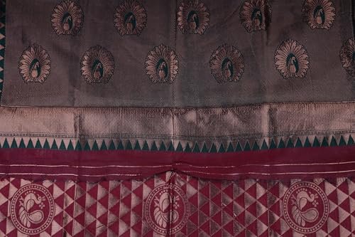 VISHWA JANANI Burgundy Saree with Diamond Patterns and Paisley Motifs, 100% Cotton
