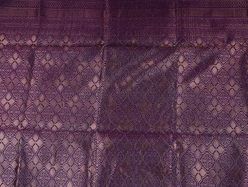 VISHWA JANANI Handloom Saree for Women, Purple Banarasi Silk Saree with Zari Weaving