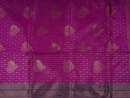 VISHWA JANANI Handloom Saree for Women, Purple Banarasi Silk Saree with Zari Weaving
