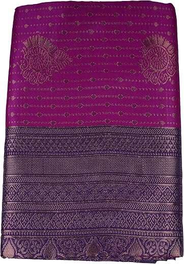 VISHWA JANANI Handloom Saree for Women, Purple Banarasi Silk Saree with Zari Weaving