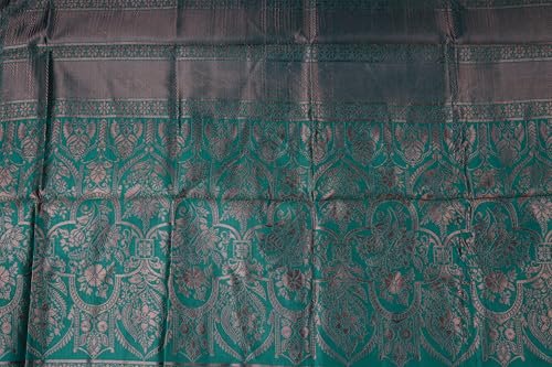 VISHWA JANANI Handloom Silk Saree, Magenta and Teal Green, Geometric Pattern