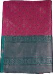 VISHWA JANANI Handloom Silk Saree, Magenta and Teal Green, Geometric Pattern