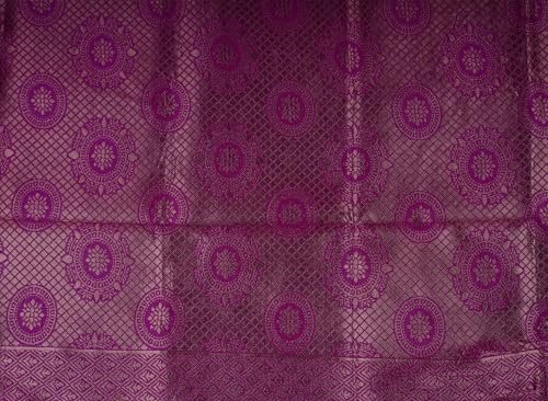 VISHWA JANANI Handloom Silk Saree with Teal and Purple Floral Motifs