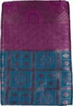 VISHWA JANANI Handloom Silk Saree with Teal and Purple Floral Motifs
