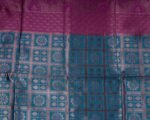 VISHWA JANANI Handloom Silk Saree with Teal and Purple Floral Motifs