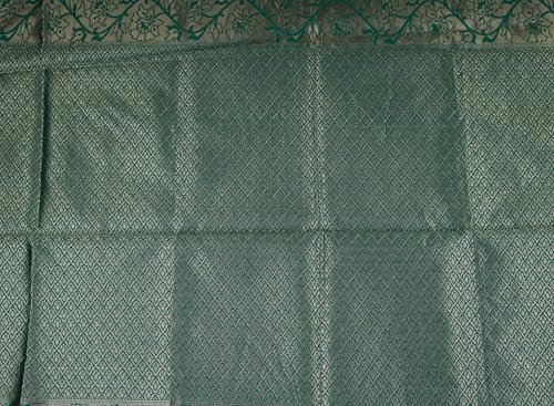 VISHWA JANANI Handwoven Silk Saree with Intricate Geometric Patterns, Pink and Green
