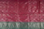 VISHWA JANANI Handwoven Silk Saree with Intricate Geometric Patterns, Pink and Green