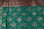 VISHWA JANANI Handwoven Silk Saree with Maroon and Green Motifs, 6 Metres