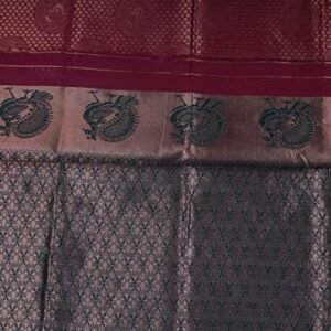 VISHWA JANANI Maroon and Green Floral Printed Saree for Women