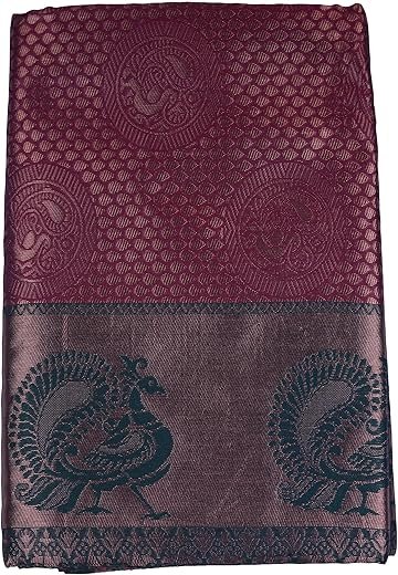 VISHWA JANANI Maroon and Green Floral Printed Saree for Women